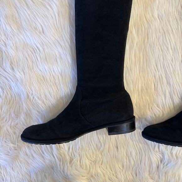 Stuart Weitzman Lowland Over The Knee Boots Thigh High Suede Block Heel Flat - Picture 12 of 15
